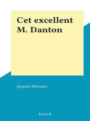 cover image of Cet excellent M. Danton